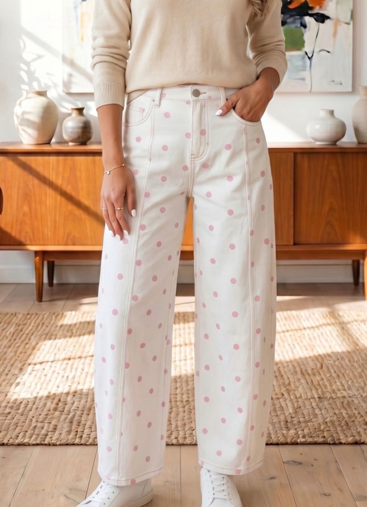 *PREORDER* Polka Dot Barrel Jeans