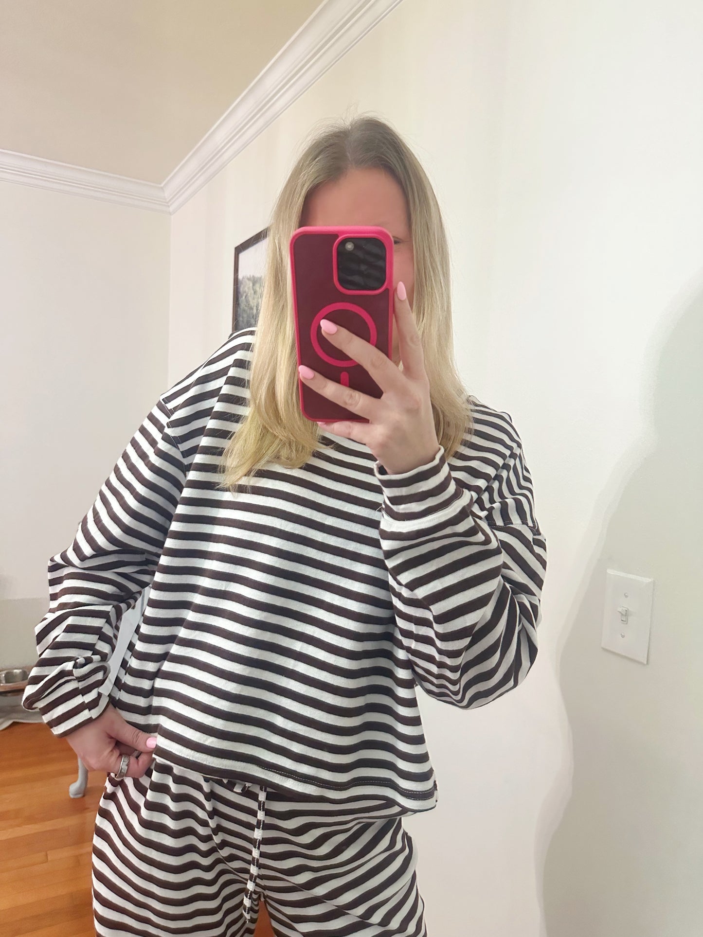Lulu Mac Brown Stripped Long Sleeve Top