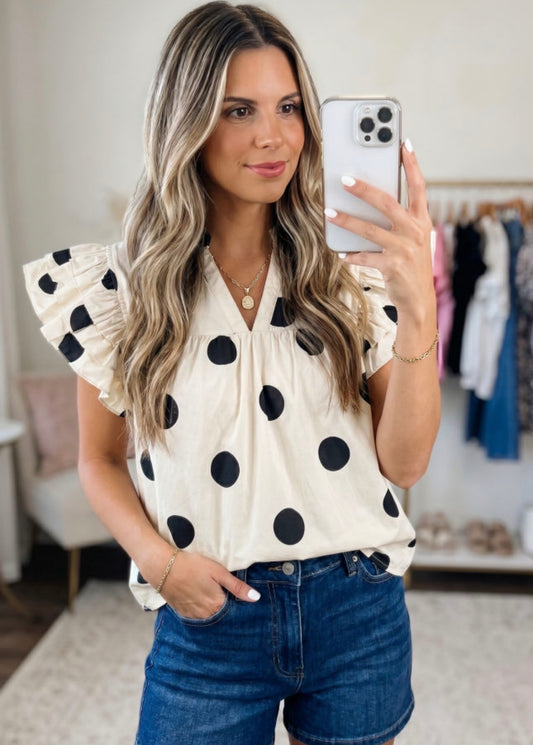 *PREORDER* Polka Dot Ruffle Top