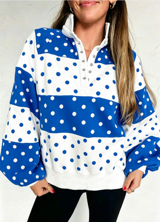*PREORDER* Snap Polka Dot Sweatshirt