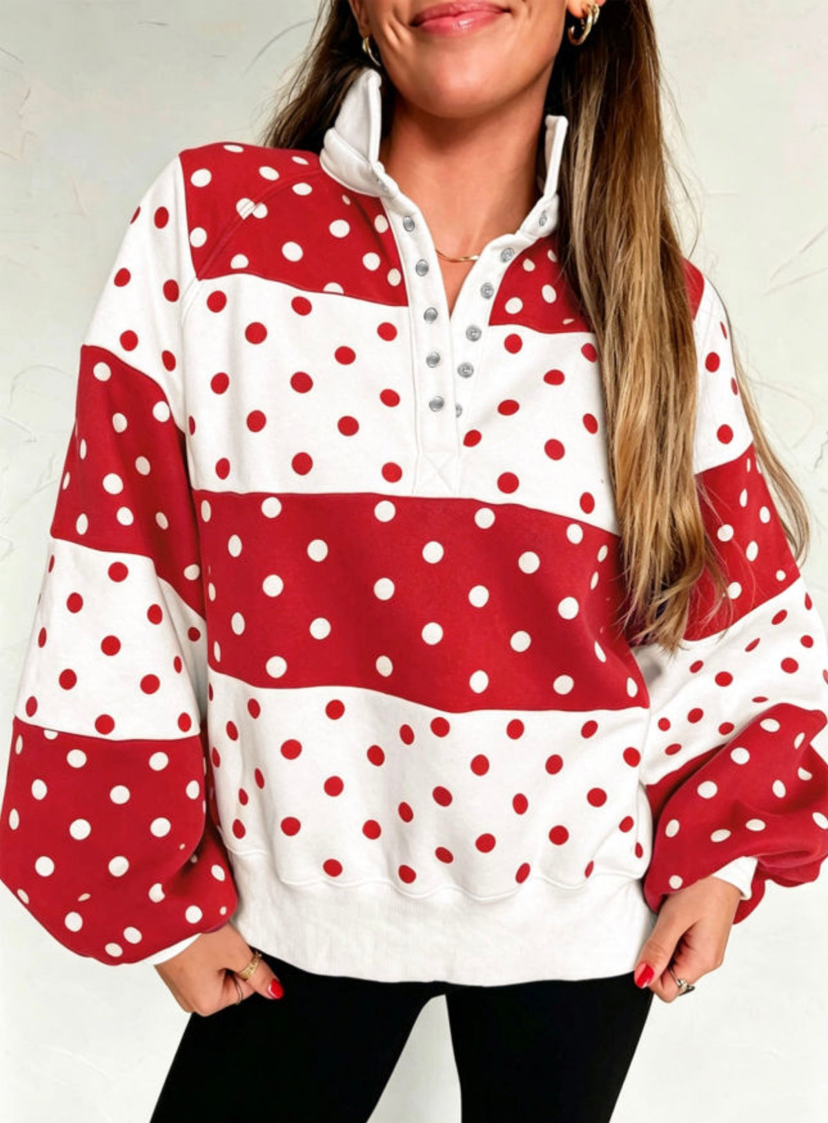 *PREORDER* Snap Polka Dot Sweatshirt